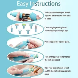 finaro Electric Baby Nail Trimmer with 6 Grinding Heds for Newborn Infants and Toddlers image 3