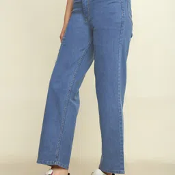 zayla Women Flared High Rise Blue Jeans image 3