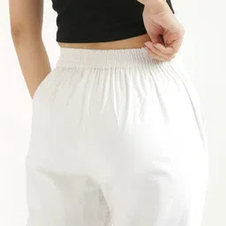 shreeram Women Regular Fit White Pure Cotton Trousers image 2