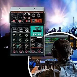 kh Professional Audio Mixer Sound Board Console System Interface 4 Channel Digital USB Bluetooth MP3 Computer Input 48V Phantom Power Stereo DJ Studio Streaming/four 4-way mini mixer with reverb Analog Sound Mixer image 2