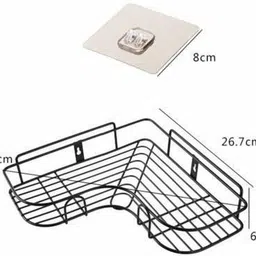 kakadiya enterprise Wall Mounted Bath Caddy | Kitchen Rack | Shelf | All Round Usage | Pack of 1 Pc Stainless Steel Wall Shelf image 5