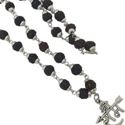 Lord Ram Ram Lala Locket With Mala Black Color Combination Beads Silver Plated Brass, Wood Chain-image-11