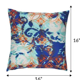 Aqua Poly Cotton Abstract 16x16 inches Cushion Covers (1pc) by Zeba image 2