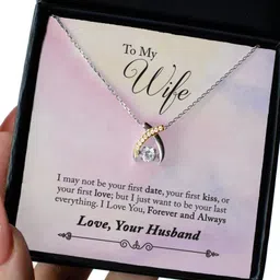 seolfor Unique & Special Gift To My Better Half ( Wife ) - Wishbone Necklace Cubic Zirconia Sterling Silver Pendant image 3