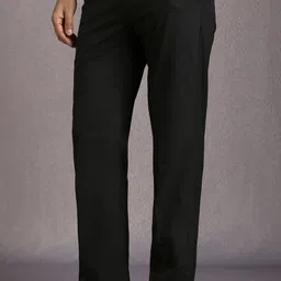louis philippe Men Regular Fit Black Polyester Trousers image 4