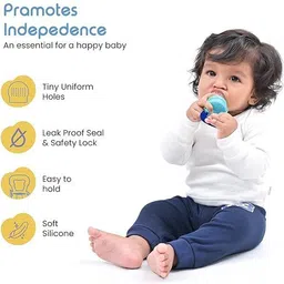 sipro Silicone Food/Fruit Nibbler, Soft Pacifier & Feeder (Joystar Blue) Feeder image 4