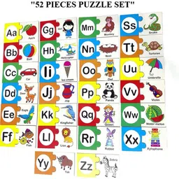 ango Alphabet And Number 1-20 Learning Matching Ply Board Puzzle Cards for Kid's image 3
