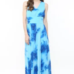 harpa Women A-line Light Blue Knee Length Dress image 1