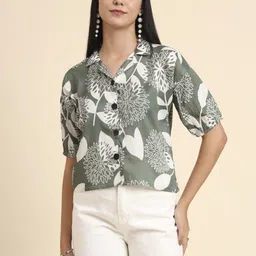 dressberry Women Regular Fit Printed Lapel Collar Casual Shirt-picture-17