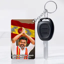 vinodhana Tamilaga Vettri Kalagam Keychain – Vijay TVK Stylish Metal Keyring 99 Key Chain image 2