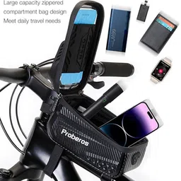 sthira Cycle Frame Bag Bicycle Storage Bag Mobile Holder for Phones Up to 6.8 Inches Bicycle Phone Holder image 2