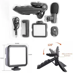 Dwiti Enterprise Vlogging Kit for Video Making with Mic, Tripod, LED Light & Phone Holder Clip Tripod image 4