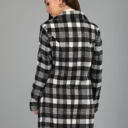 honnete 100 % Polyester Checkered Coat For Women image 2