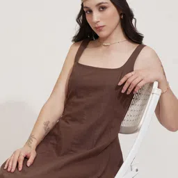 tokyo talkies Women Maxi Brown Full Length Dress-picture-25