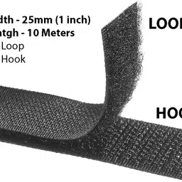 cryonics india Velcro 10 m Black Hook + Loop Fastener tape roll strips Used in Sofas Backs, Footwear, Pillow Covers, Bags, Purses, Curtains etc. (10Meter Black) Sew-on Velcro image 1