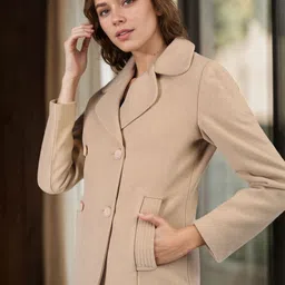 chemistry Polyester Solid Coat For Women image 2