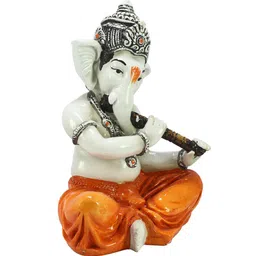 ecraftindia Orange Lord Ganesha Playing Flute image 4