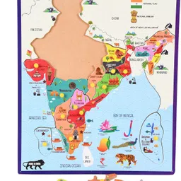 dgcrayons Wooden Large Geographical India Map Jigsaw Puzzle with Knobs for Knowledge & Educational Aids, Board Game Best Gift for Kids and Home Office Decor image 4