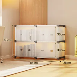 dwellit 4 Cube Bookshelf | DIY Modular Storage Cabinet for Books, Toys & Office Files Plastic Close Book Shelf image 2