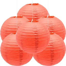 Paper Hanging Lantern Rice Paper Ball Lamp Decoration for Party OP204 Red Paper Hanging Lantern-image-15