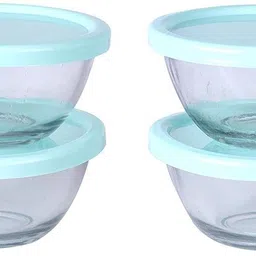 lexiwells Glass Mixing Bowl Mixing Glass Bowl with PVC Random Lid 250 ml (Set of 8) image 4