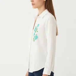 pirji creation Women Regular Fit Embroidered Wingtip Collar Formal Shirt image 3