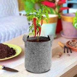 ridhi sidhi trading Premium Geo Fabric Grow Bag 12x12 INCH 450 GSM, Pack of 2 (Grey) Grow Bag image 5