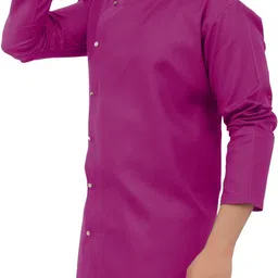 tibra collection Men Solid Cotton Blend Asymmetric Kurta image 5