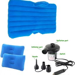 rkpsp Car Blue Inflatable Bed with Pump & 2Air Pillow Soft Material Universal Fit-077 Car Multifunctional/Durable/Premium Inflatable Back Seat/Camping Air Mattress Car Inflatable Bed image 3
