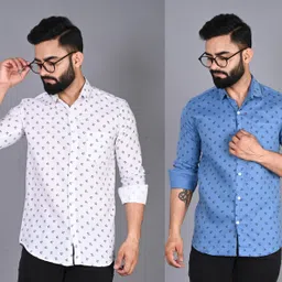 fubar Men Slim Fit Printed Spread Collar Casual Shirt image 1