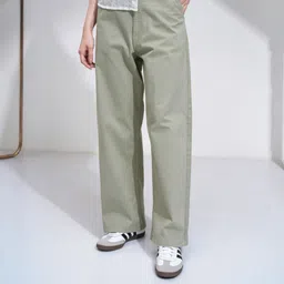 tokyo talkies Women Flared Green Pure Cotton Trousers-picture-22