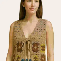 laxmi empire Casual Sleeveless Solid Women Brown Top-picture-12