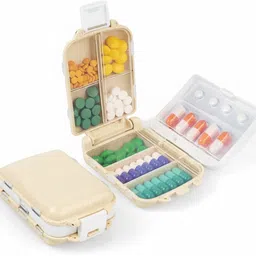 indirocks 7 Days Pill Box Organizer Portable 3 Layers with 8 Compartments -10x6.5x3.5 cm Pill Box image 1