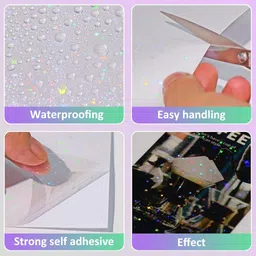hasthip 21 cm 20 Sheets Vinyl Holographic Sticker 4 Styles Self Adhesive Lamination Sticker Self Adhesive Sticker image 4
