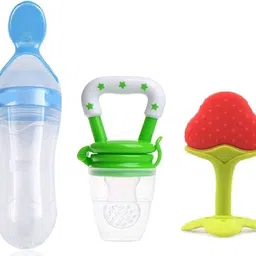 bikauaa Combo Pack of Teether Pacifier Fruit Feeding Nipple and Food Feeder Bottle Teether-picture-12