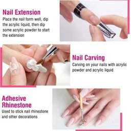 ruby face Nail Kit Acrylic Powder and Monomer Set with Nail Brush, Pink White Clear image 5