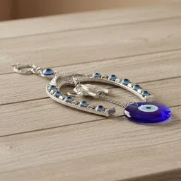 wind chime Blue Evil Eye Elephant Amulet Wall Hanging for Home Protection and Good Luck Brass Windchime image 4