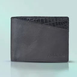 al-hikma Men Black Genuine Leather RFID Wallet image 4