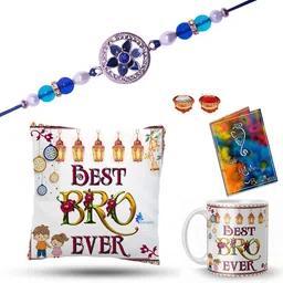 plakasha creations Thread C-M-130-UV Mauli Thread Cushion, Chawal Roli Pack, Rakhi, Greeting Card, Mug Set-picture-18