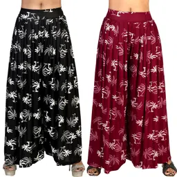 fashion bazaar Pack of 2 Women Flared Black, Maroon Lycra Blend Trousers-picture-25