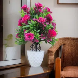 darshan enterprises Multicolor Rose Artificial Flower with Pot image 3