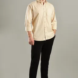 bs blue squad Men Slim Fit Solid Spread Collar Casual Shirt image 4