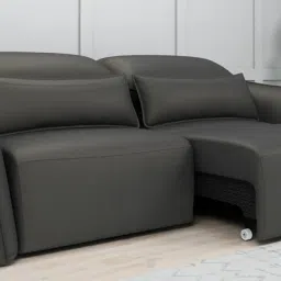 durian Serena Leatherette 3 Seater Sofa In Grey Colour With Remote Control Function image 1