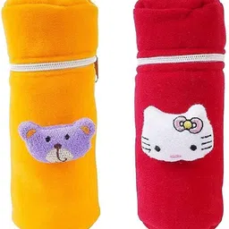 lala maneet Soft Plush Baby Bottle Cover for Feeders Set of 2 Zipper Closer Cute Animated-picture-24