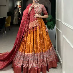 sarathybiz Floral Print Semi Stitched Lehenga Choli image 5
