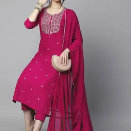 fashtown Women Viscose Rayon Kurti Pant Dupatta Set-picture-15