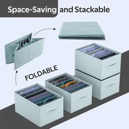 Tiarakrafts Pent Organizer 7 Grid Storage Box Foldable Closet Organizer for Clothes Poly-canvas Laundry Bag image 2