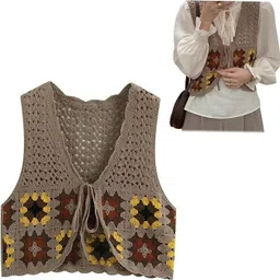 laxmi empire Casual Sleeveless Solid Women Brown Top image 1