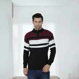 fukuso Men Striped High Neck Multicolor Sweater-picture-10