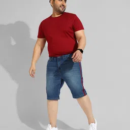 instafab plus Dyed/Washed Men Denim Blue Denim Shorts image 5